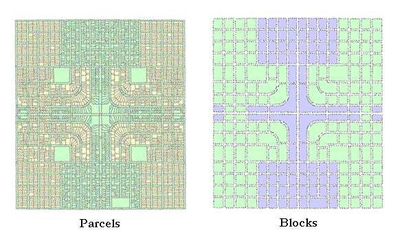 Parcels nest within blocks.